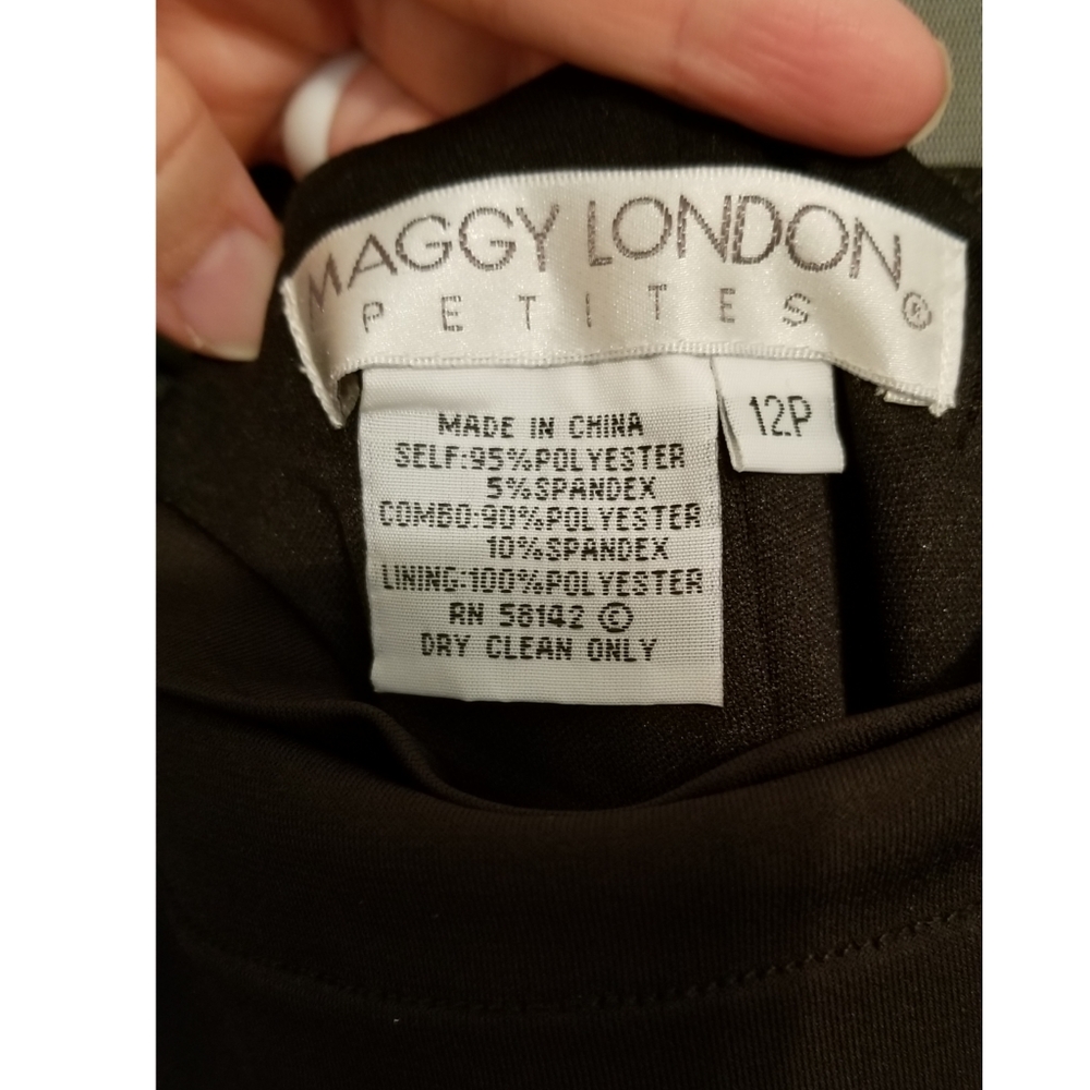 NWT Maggy London Petite Black Bodycon Cocktail Dress Sheer Top - Picture 9 of 9